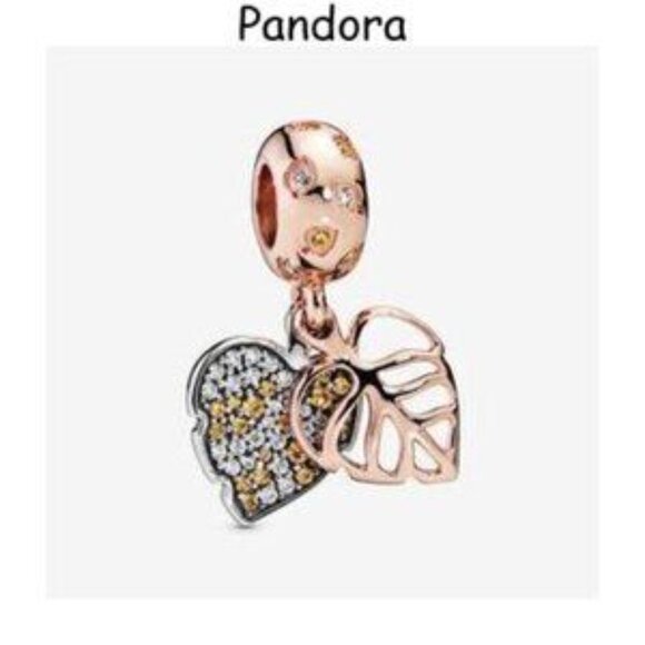 Sparkling Leaves Dangle Pandora Charm - Picture 2 of 5